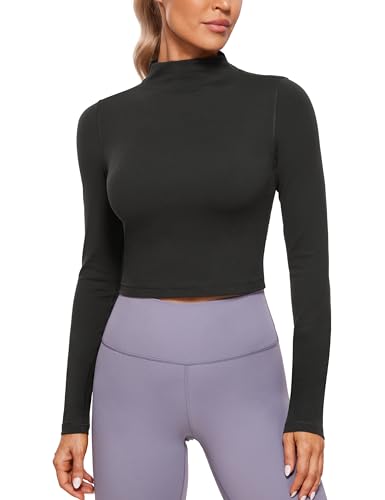 Amazon.com: CRZ YOGA Butterluxe Mock Neck Long Sleeve Shirts for